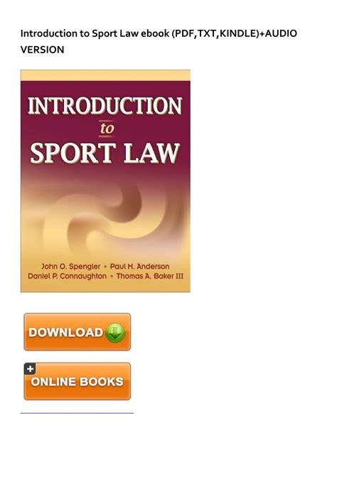 Introduction To Sport Law Ebook Kindle Editon