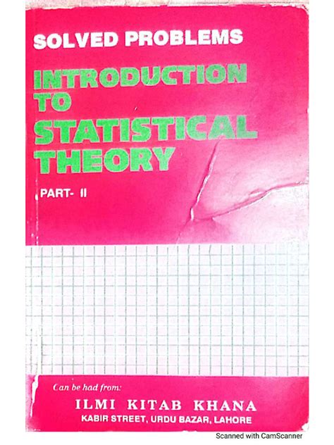 Introduction To Statistical Theory Solution Kindle Editon