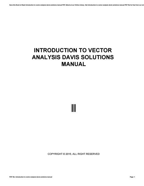 Introduction To Vector Analysis Davis Solutions Manual Kindle Editon