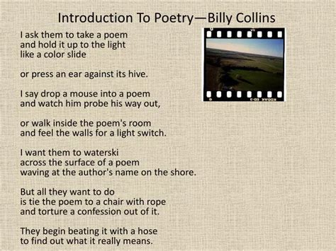 Introduction to Poetry by Billy Collins: A Journey into Words and Meaning