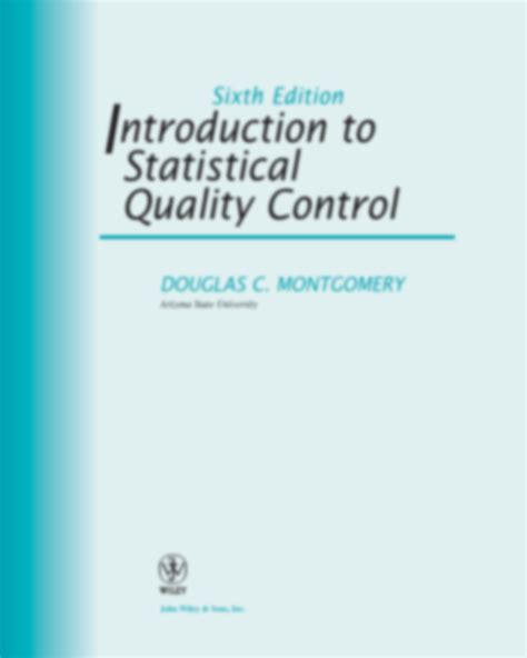 Introduction to Statistical Quality Control 6th Edition PDF