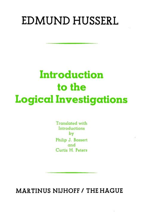 Introduction to the Logical Investigations A Draft of a &amp Doc