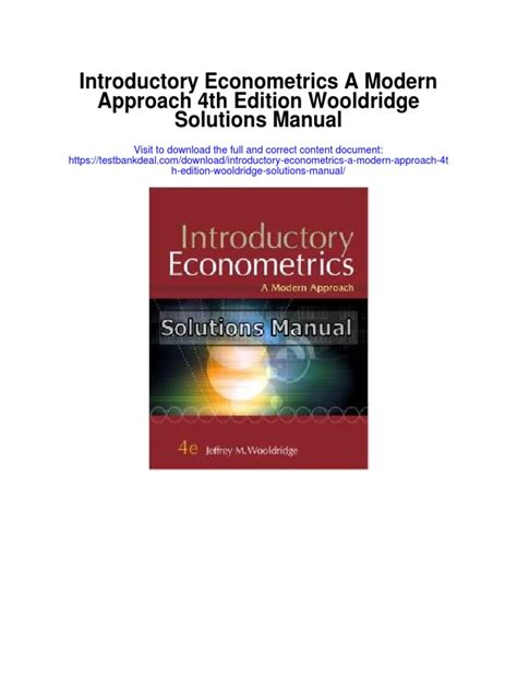 Introductory Econometrics A Modern Approach Solutions 4e PDF