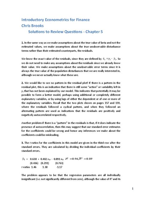 Introductory Econometrics For Finance Answers Doc