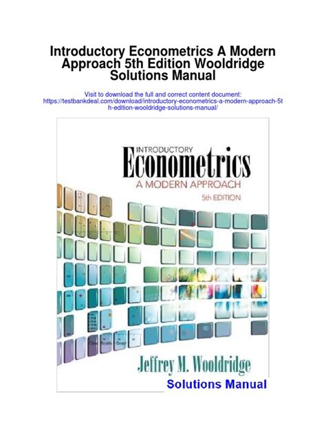 Introductory Econometrics Solutions 5th Wooldridge PDF