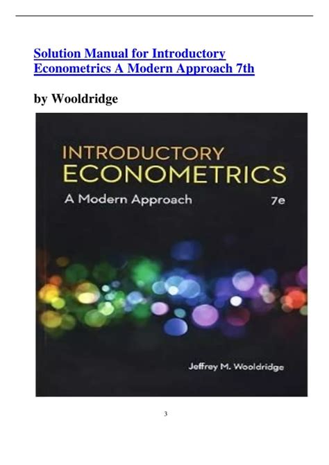 Introductory Econometrics Wooldridge Solution Manual PDF