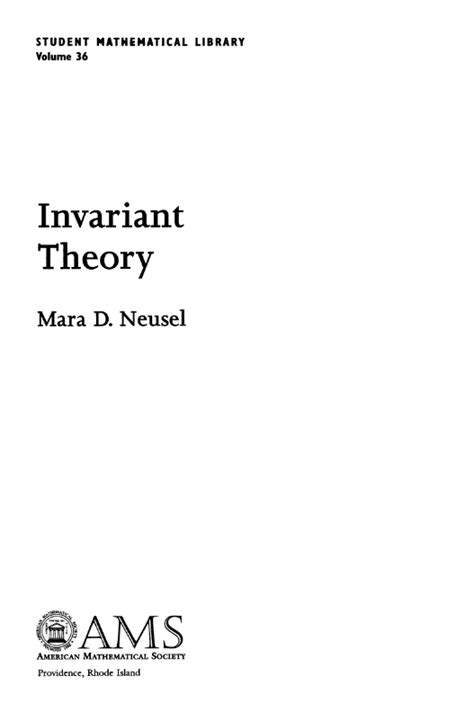 Invariant Theory 1st Edition PDF