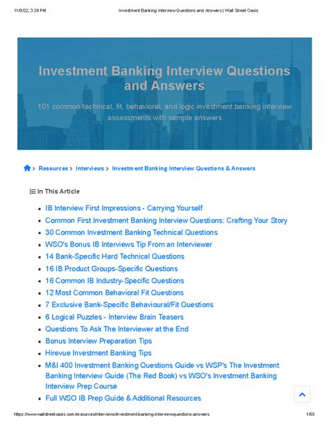 Investment Banking Questions And Answers Kindle Editon