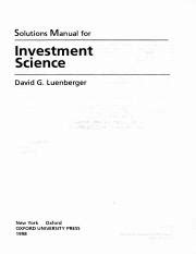 Investment Science Book Solution Pdf PDF