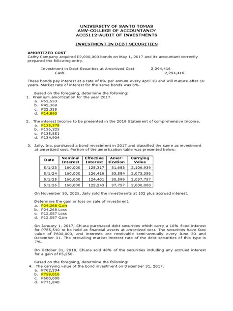 Investment Science Exercise Answer Doc