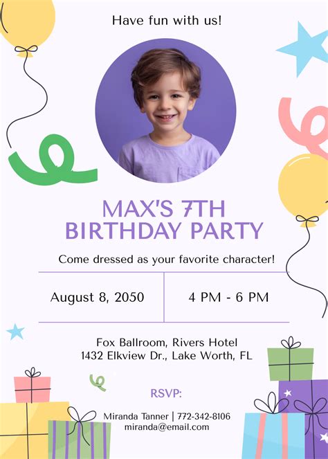 Invitation Card Template Birthday