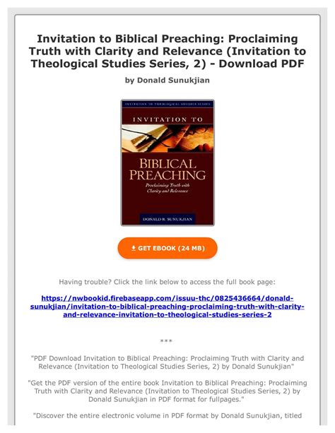 Invitation to Biblical Preaching: Proclaiming Truth with Clarity Ebook PDF