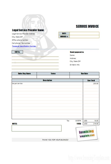 Invoice For Services Rendered Template Free