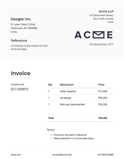Invoice Template Html
