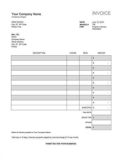 Invoice Template Microsoft