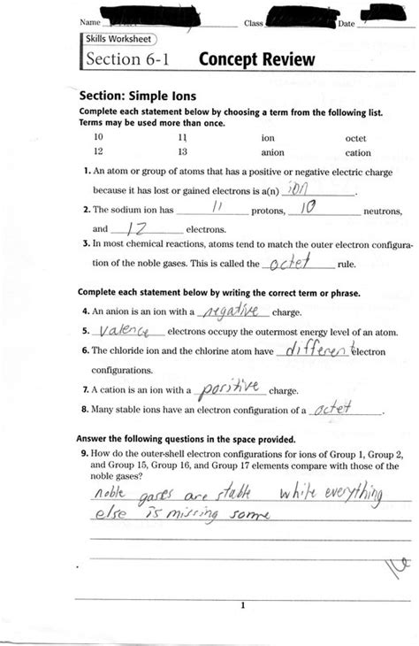 Ions Ionic Compounds Concept Review Answers Doc