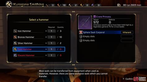 Ishin: Using Hammers to Upgrade Gear