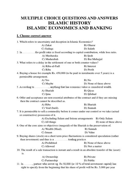 Islamicbanking Multiple Choice Questions With Answers Reader