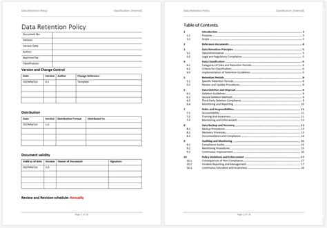 Iso 27001 Data Retention Policy Template