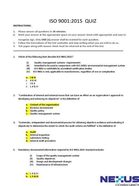 Iso 9001 Exam Questions Answers Epub