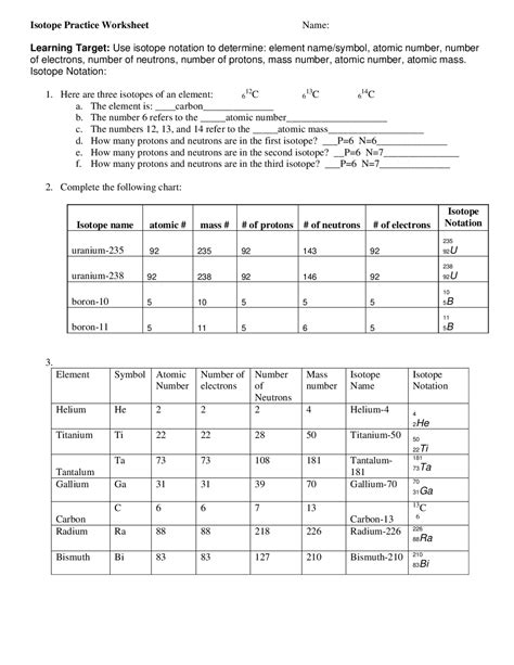 Isotope And Ions Practice Worksheet Answers Doc