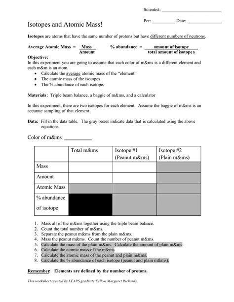 Isotopes And Atomic Mass Lab Answers Epub