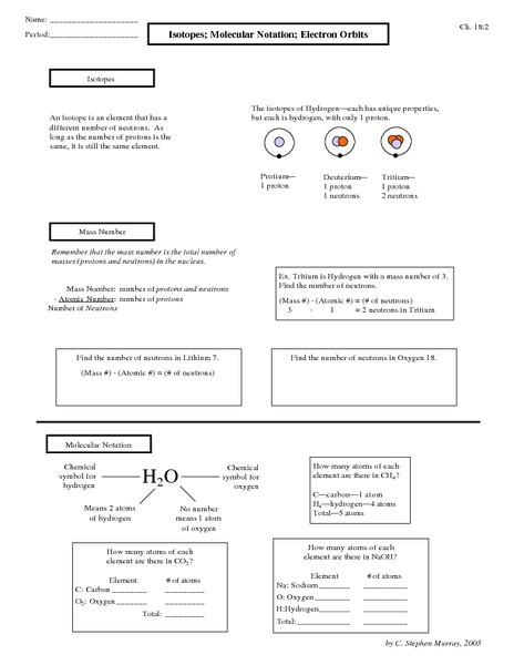 Isotopes Molecular Notation Electron Orbits Answer Key PDF