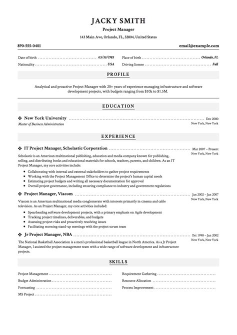 It Project Manager Resume Template