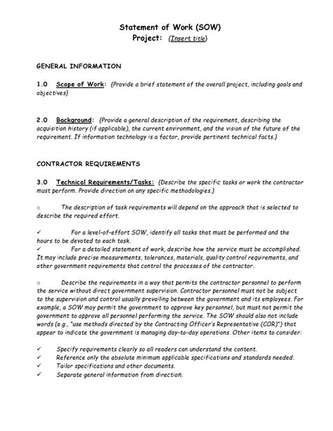 It Statement Of Work Template