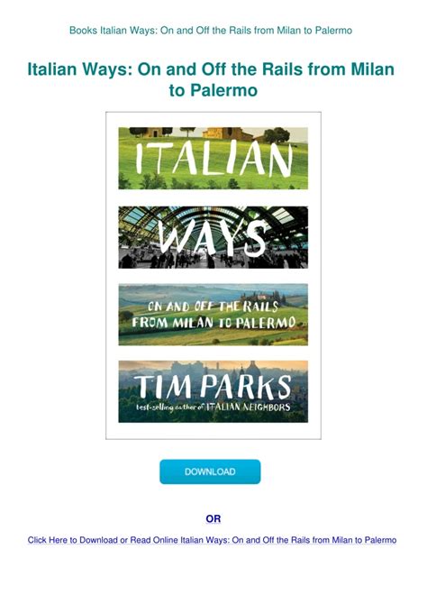 Italian Ways On and off the Rails from Milan to Palermo Epub