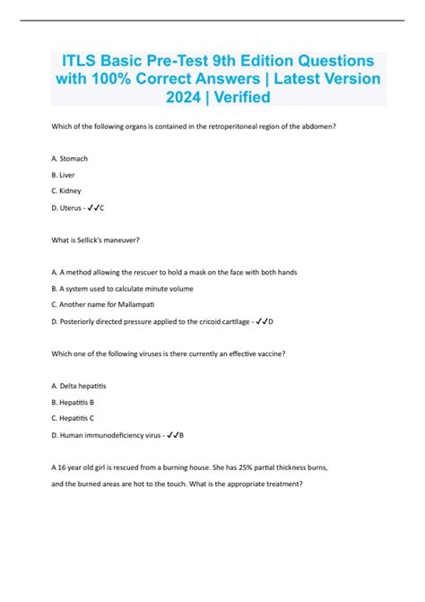 Itls Pretest Answers 2011 Doc