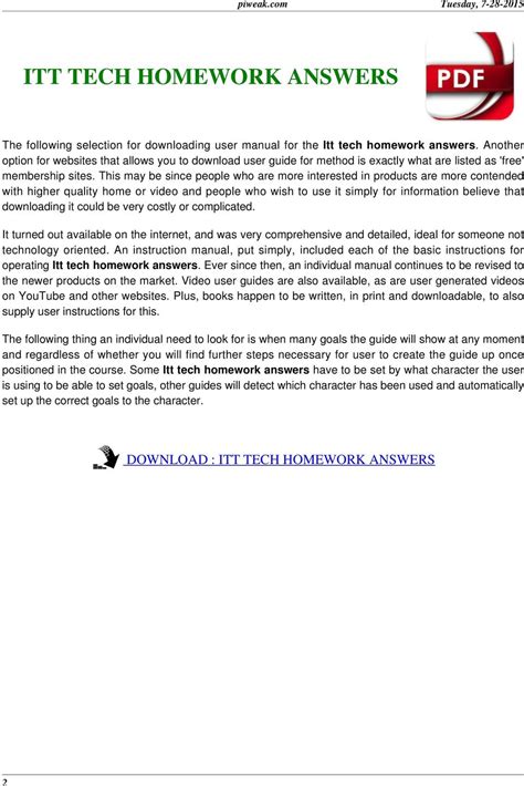 Itt Tech Homework Answers PDF