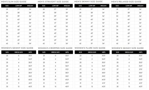 J Brand Jeans Size Chart