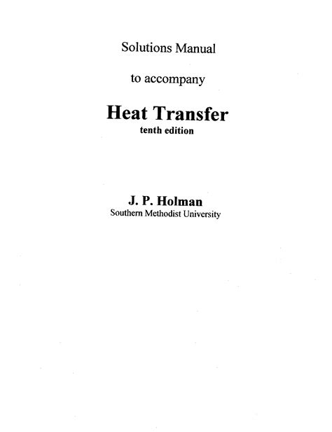 J P Holman Heat Transfer Solution Manual Doc