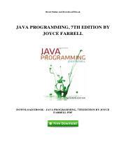 JAVA PROGRAMMING 7TH EDITION JOYCE FARRELL SOLOUTIONS Ebook Reader