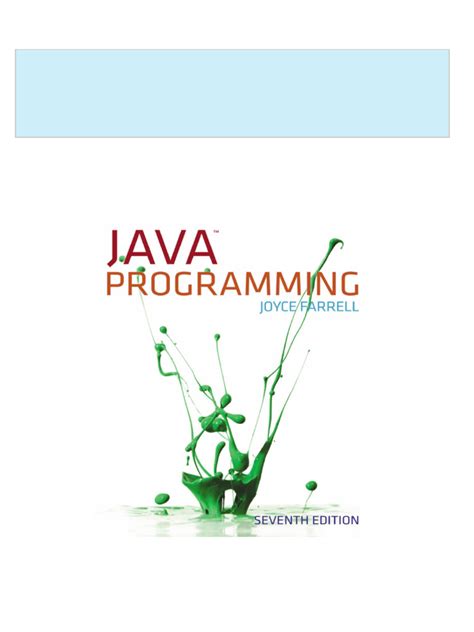 JAVA PROGRAMMING 7TH EDITION JOYCE FARRELL SOLUTIONS Ebook PDF