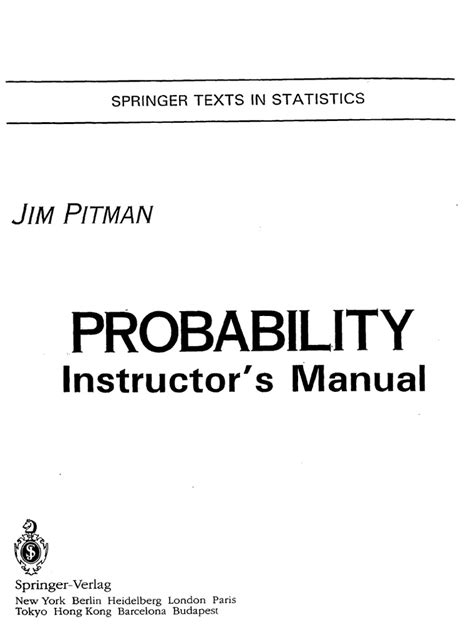 JIM PITMAN PROBABILITY SOLUTIONS MANUAL Ebook Doc