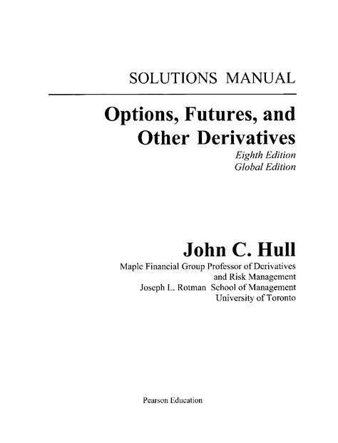 JOHN C HULL SOLUTIONS MANUAL 8TH EDITION Ebook Epub