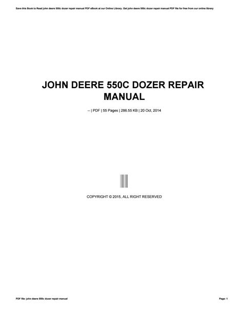 JOHN DEERE 550C DOZER REPAIR MANUAL Ebook Reader