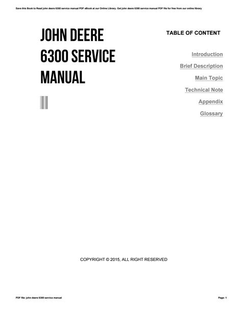 JOHN DEERE 6300 SERVICE MANUAL Ebook Reader