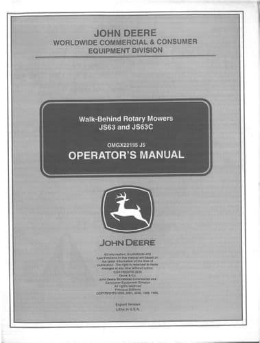 JOHN DEERE LAWN MOWER MANUAL JS 63 Ebook Kindle Editon