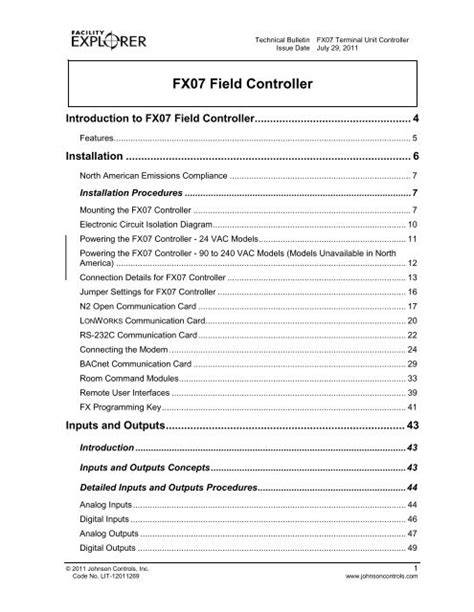 JOHNSON CONTROLS FX07 PROGRAMMING MANUAL Ebook Reader