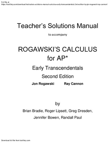 JON ROGAWSKI CALCULUS SECOND EDITION SOLUTIONS MANUAL Ebook Reader