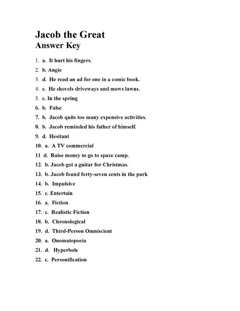 Jacob The Great Answer Key Doc