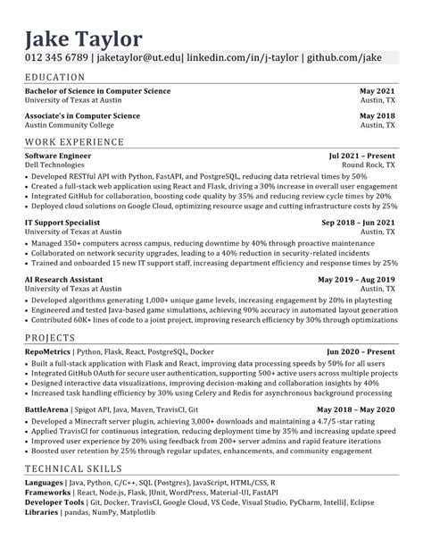 Jake's Resume Template Overleaf