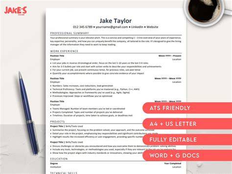 Jakes Resume Word Template