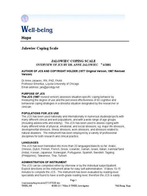 Jalowiec Coping Scale And Lazarus Ebook Kindle Editon