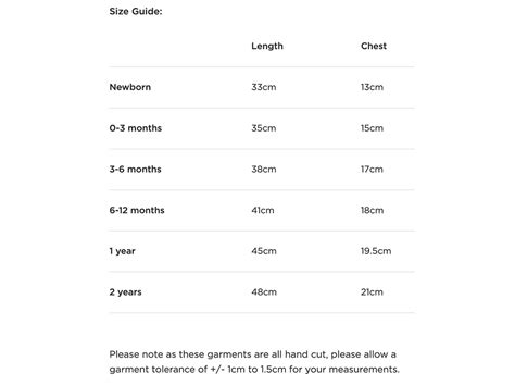 Jamie Kay Size Chart