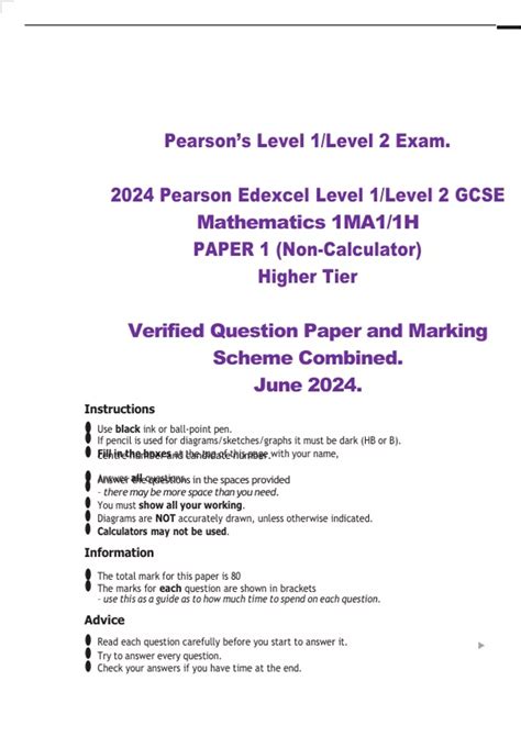 Jan 2014 Ppe Paper 1 Higher Tier Edexcel Style Calculator Not Allowed By Jim King PDF PDF