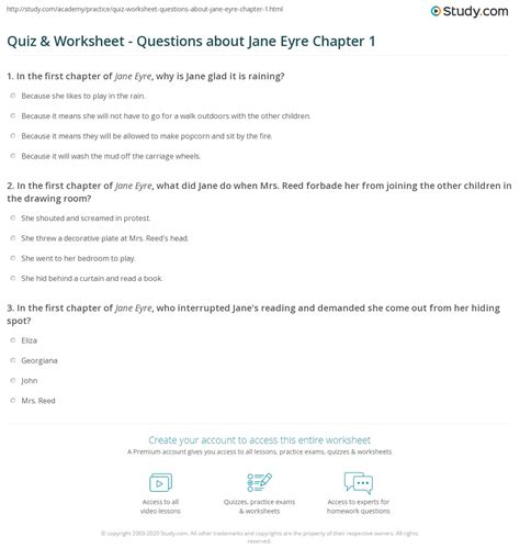Jane Eyre Study Questions Answer Key Doc